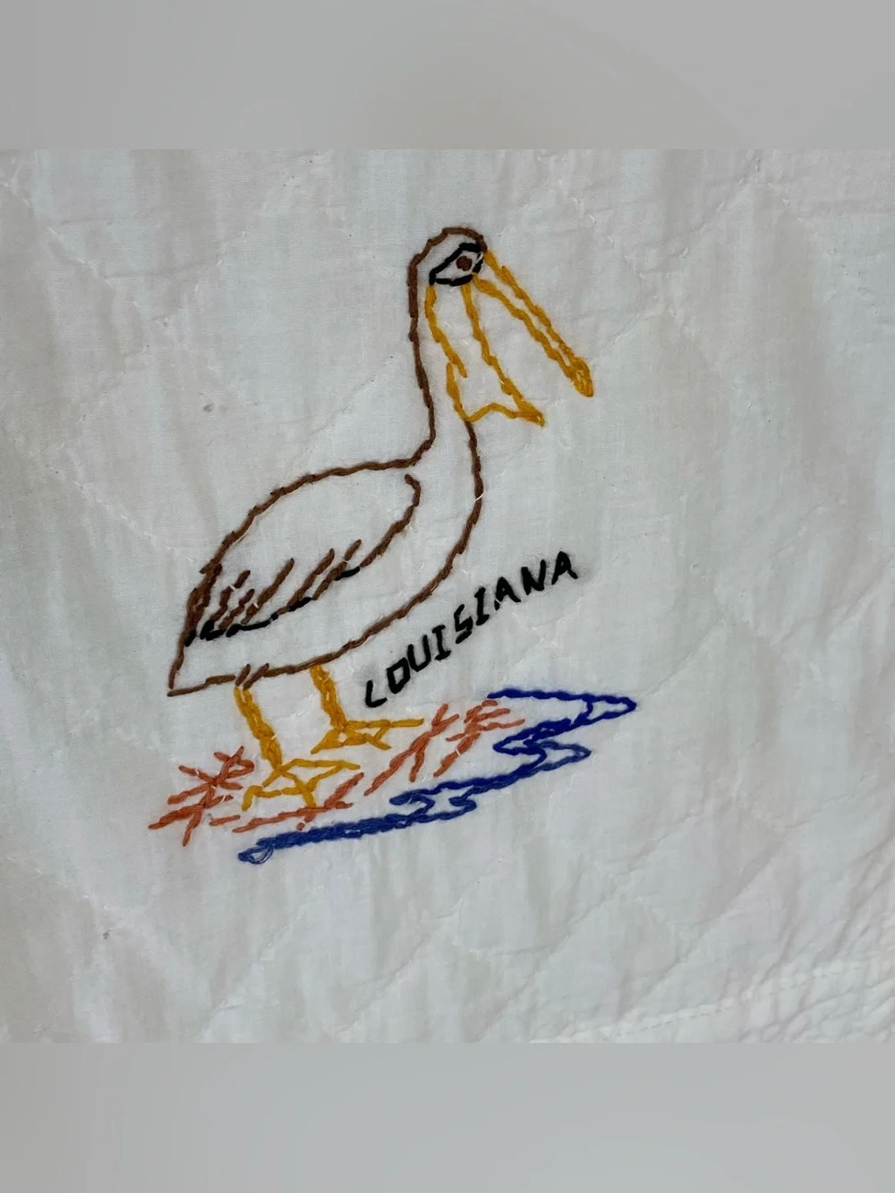 Vintage Embroidered State Bird Quilt 71” x 84”